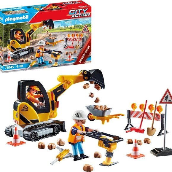 Playmobil 71045 Road Construction Zone City Action Promo Pack, New - Picture 2 of 2